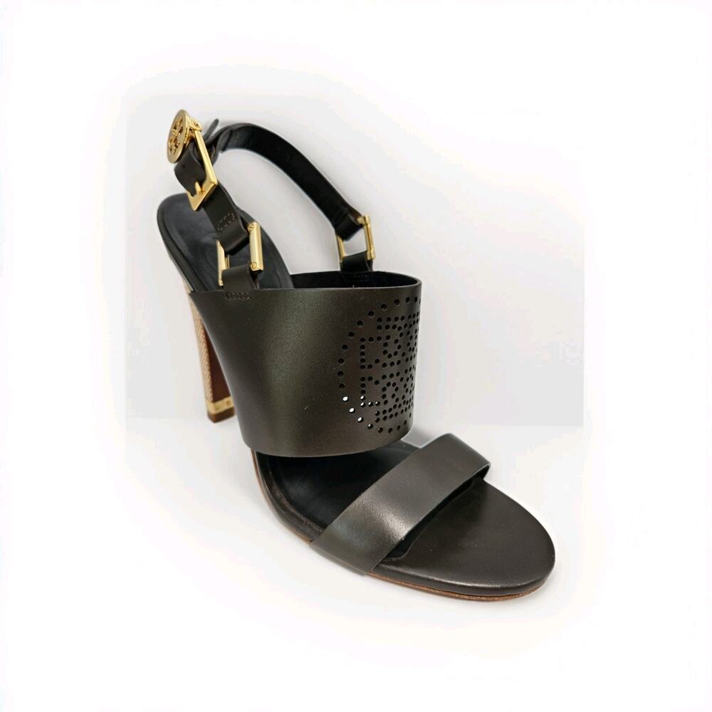 Tory Burch Gabriela Leather Slingback Heels Perforated Logo sz 8 - Picture 2 of 8